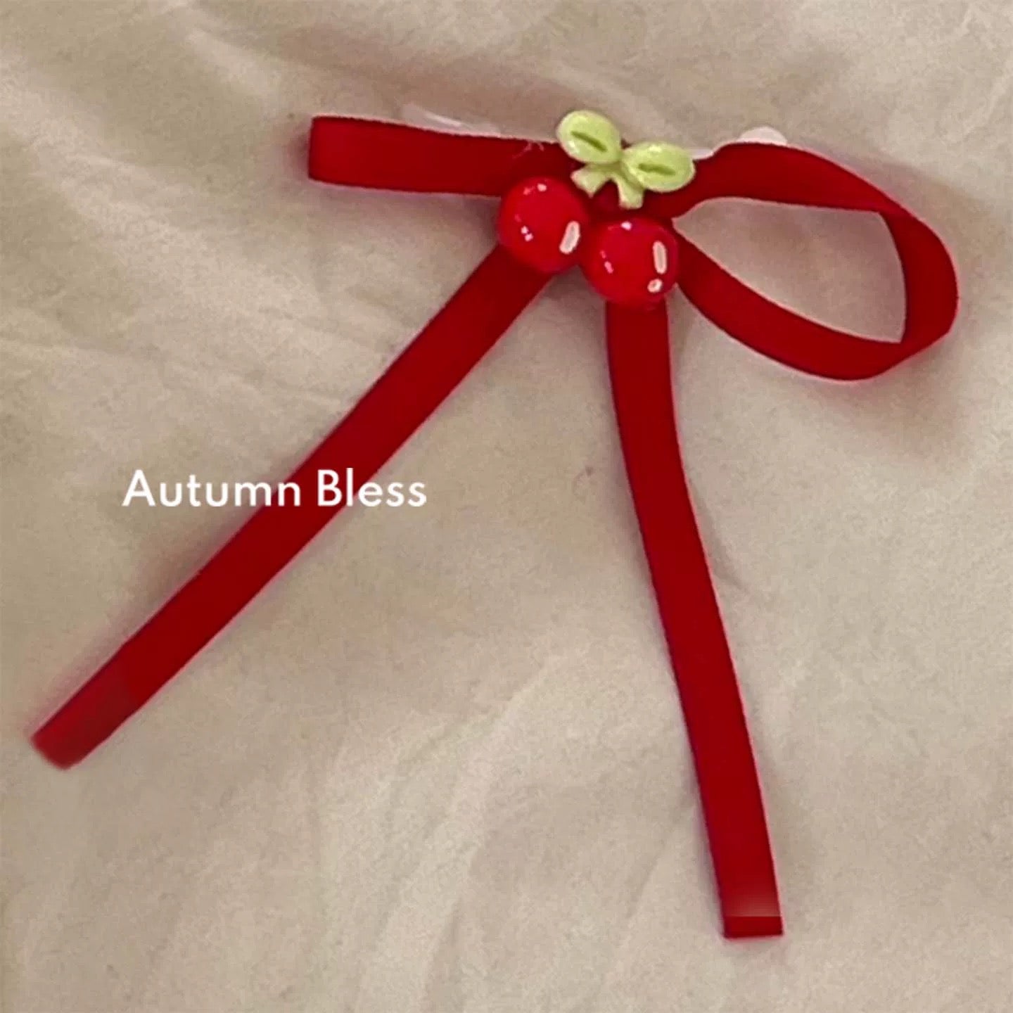 Autumn Bless Cherry Link Coordinate T-Shirt & Denim Suspender Skirt (2-piece set / bandana can be added)