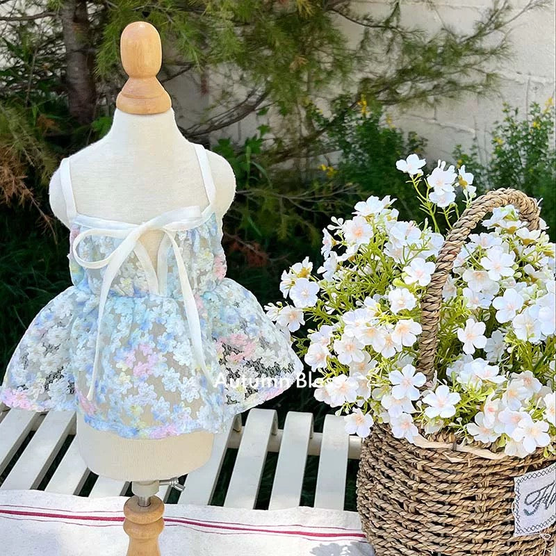 Autumn Bless Floral Lace Picnic Camisole Dress with Ribbon