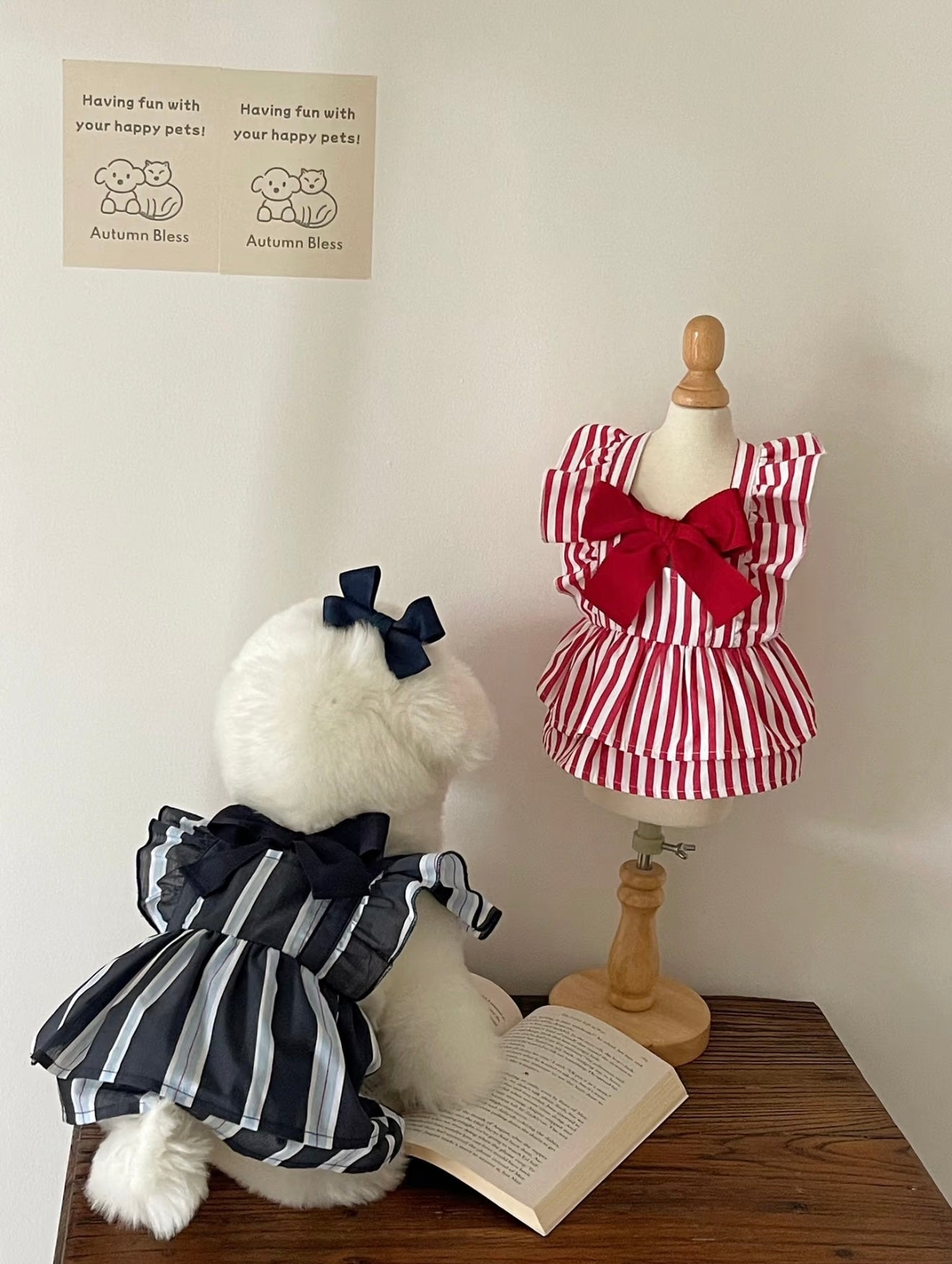 Autumn Bless Preppy Ribbon Stripe Dress