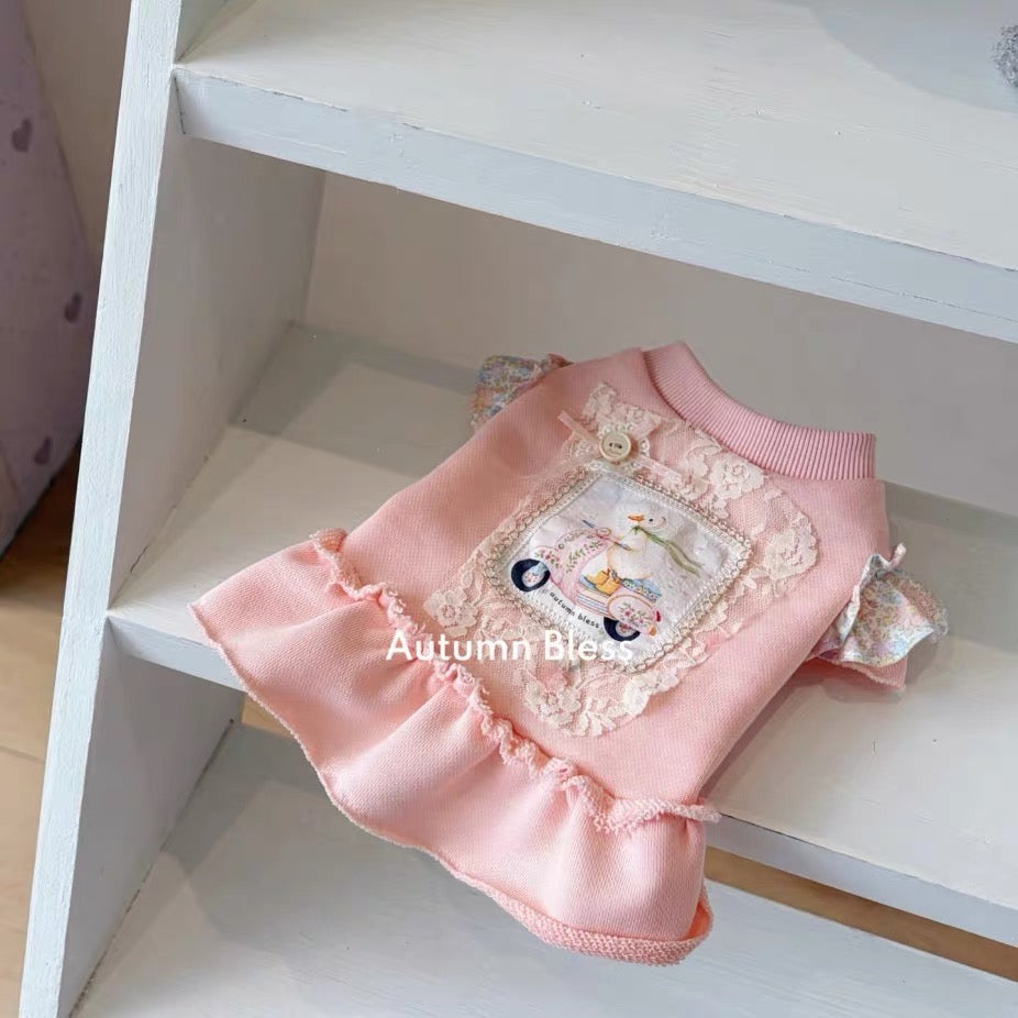 Autumn Bless Romantic Vintage Lace Dress｜Small Dog Clothes