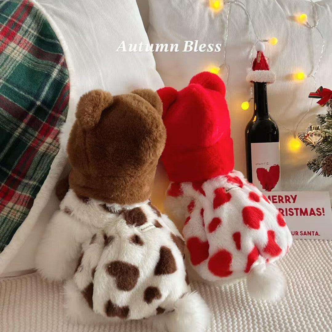 Autumn Bless Cozy Christmas Furry Print Dress Collection