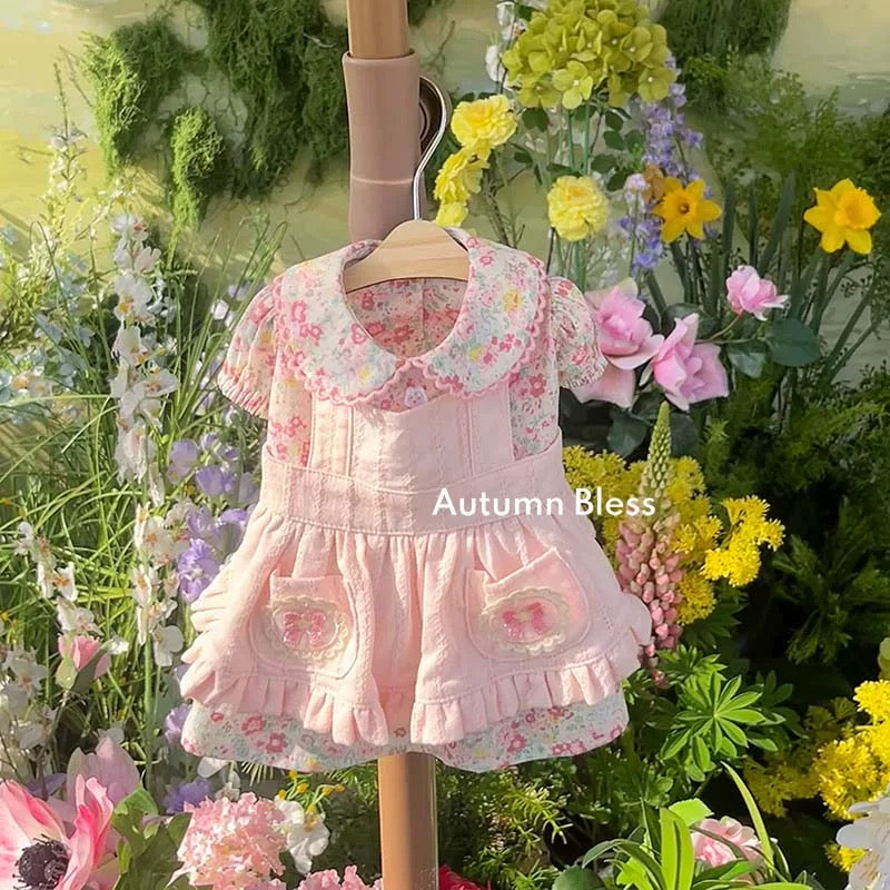 Autumn Bless Floral Apron Layered Dress | Floral Apron Layered Dress