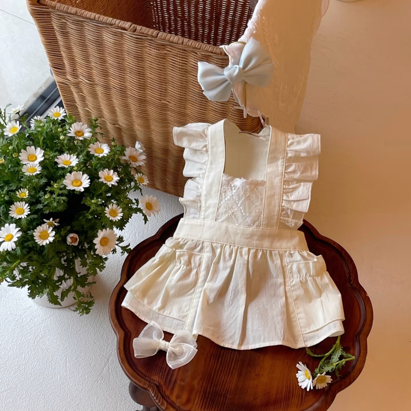 Autumn Bless White Ruffled Lace Dress 