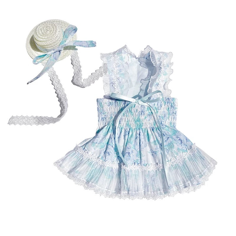 Autumn Bless French Floral Lace Shoulder Strap Dress 