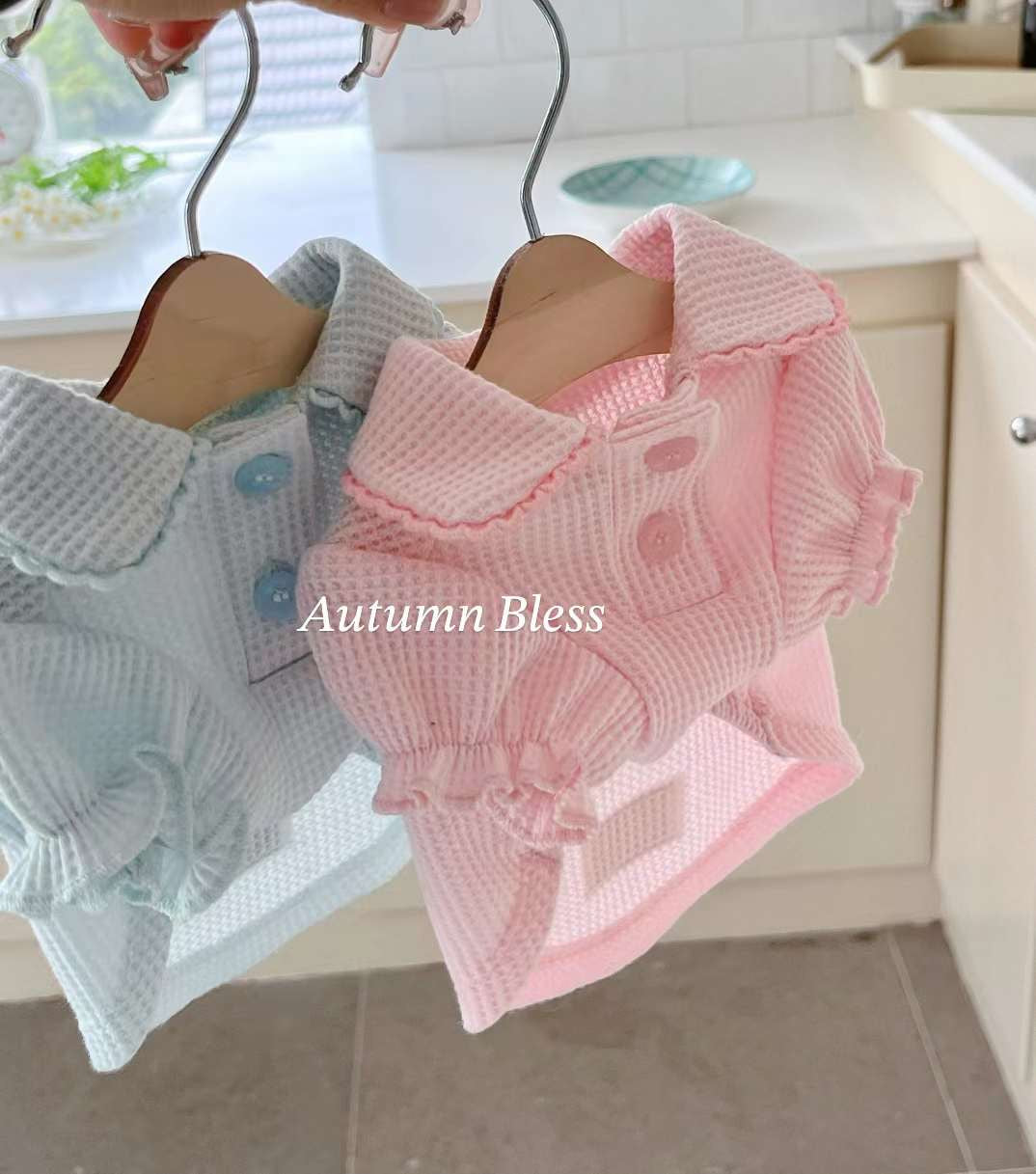 Autumn Bless Waffle Knit Dog Shirt with Collar – Soft &amp; Lightweight Pet Top 