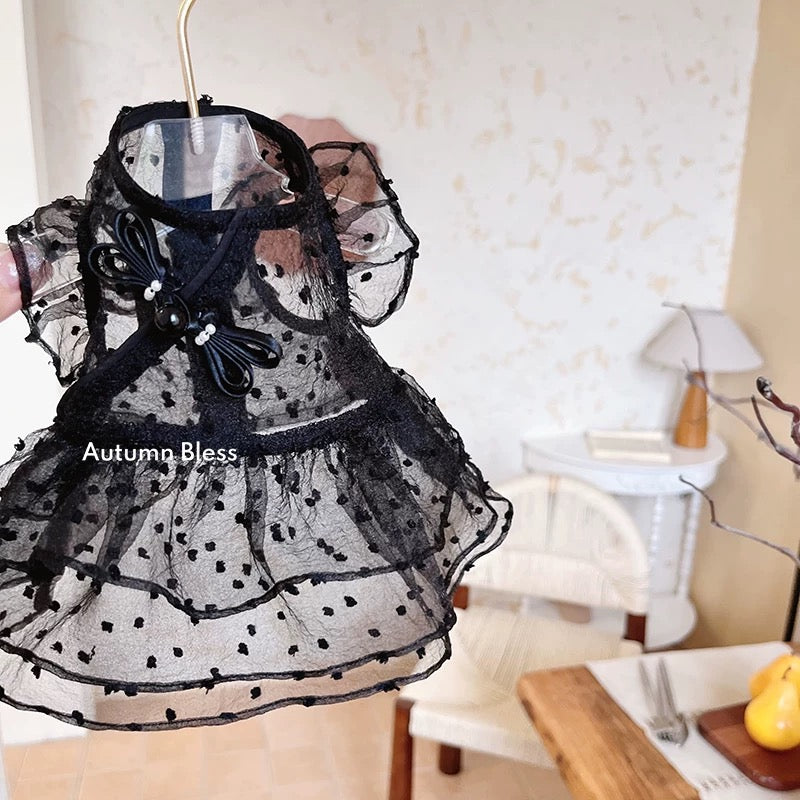 Autumn Bless Dotted Tulle Lace Dress 