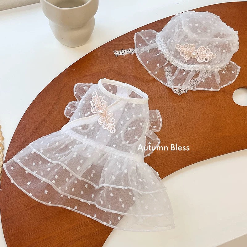 Autumn Bless Dotted Tulle Lace Dress 