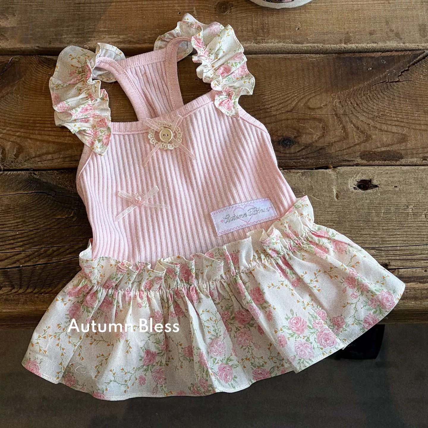 Autumn Bless Sweet Garden Frill Strap Docking Dress (3 Colors)