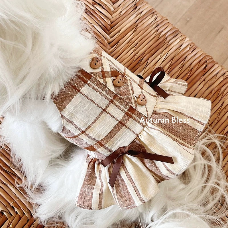 Autumn Bless Ribbon Present♪ Cotton Check Skirt | Cotton Check Skirt with Ribbon 