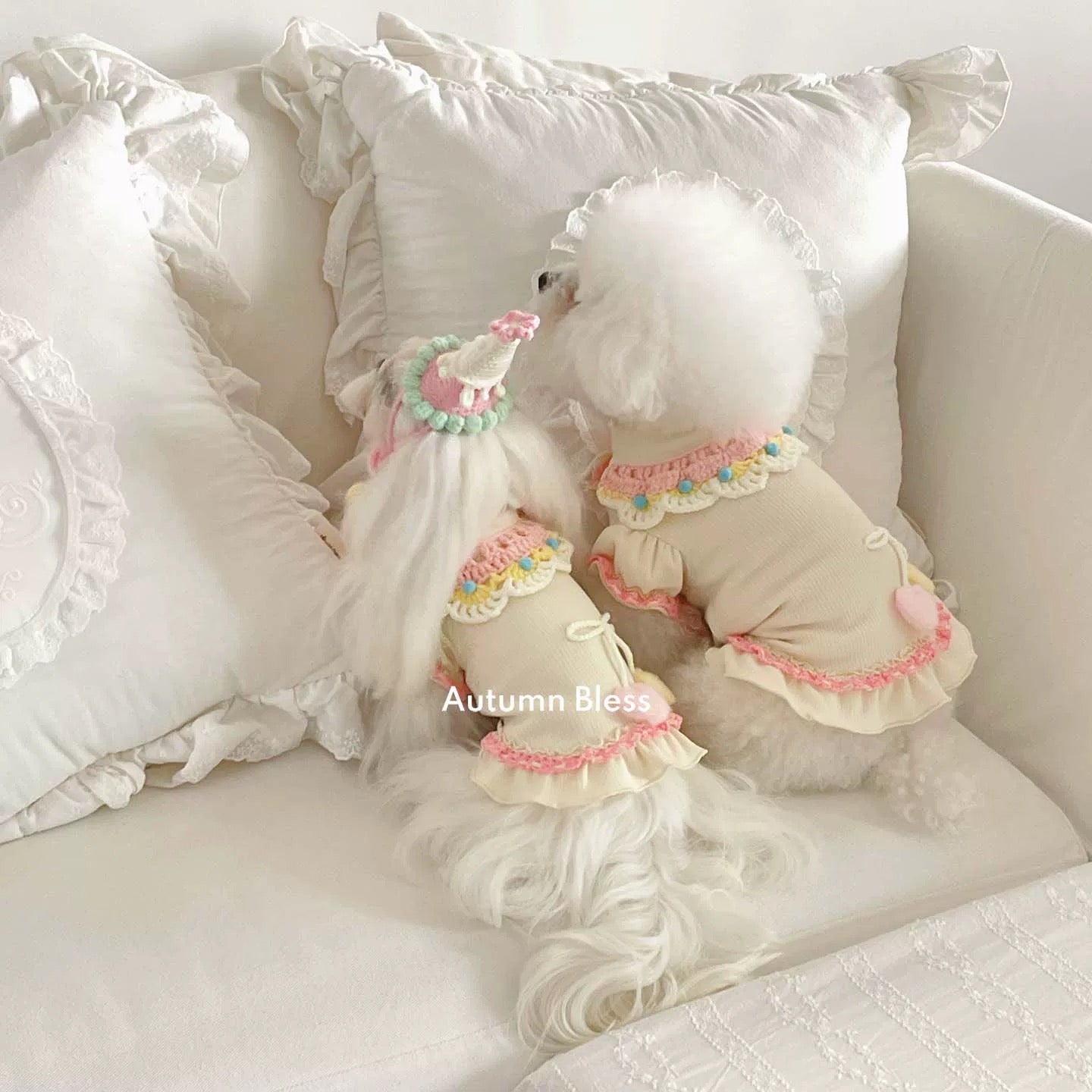 Autumn Bless Pastel Cake Frill Knit Dress 