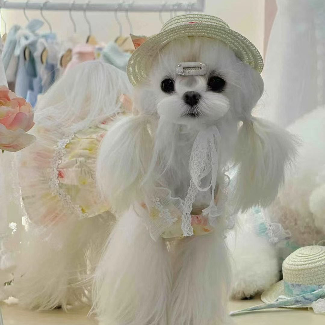 Autumn Bless French Floral Lace Shoulder Strap Dress 