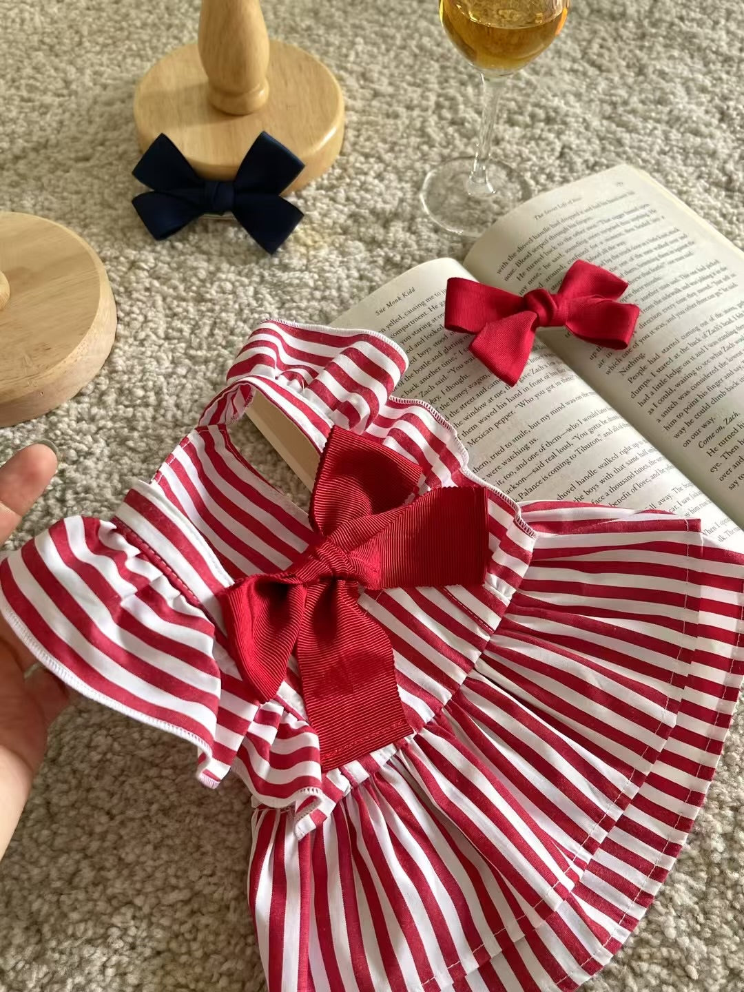 Autumn Bless Preppy Ribbon Stripe Dress 