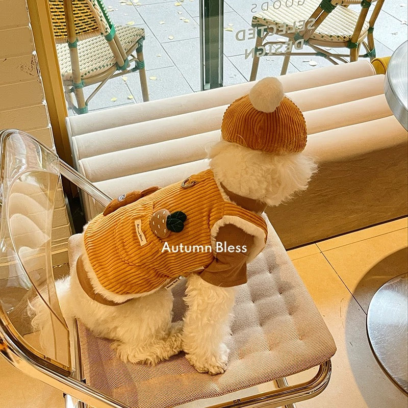 Autumn Bless Cozy Corduroy Vest with Plush Details 