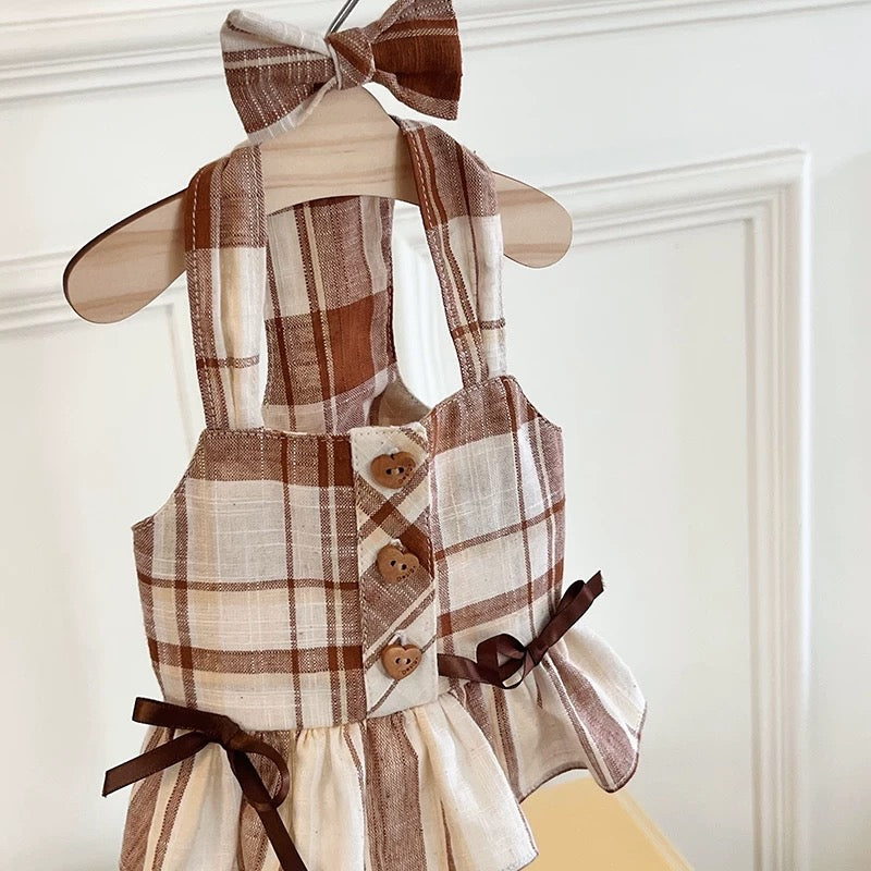 Autumn Bless Ribbon Present♪ Cotton Check Skirt | Cotton Check Skirt with Ribbon 