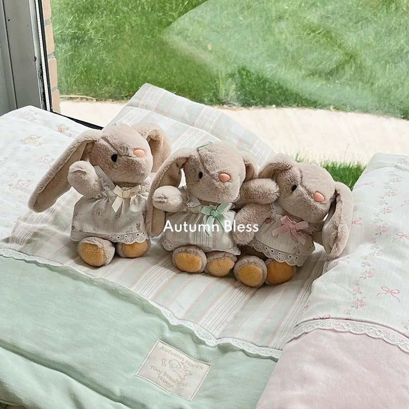 Autumn Bless Bunny Plush Charms for Pet Strollers – Pastel Ribbon Trio