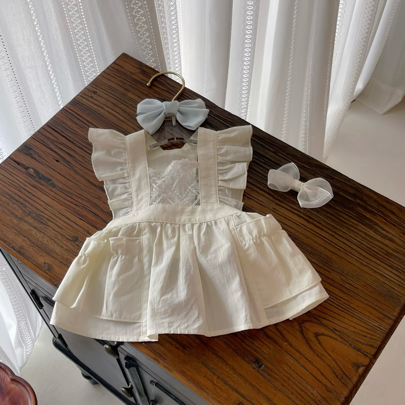 Autumn Bless White Ruffled Lace Dress 