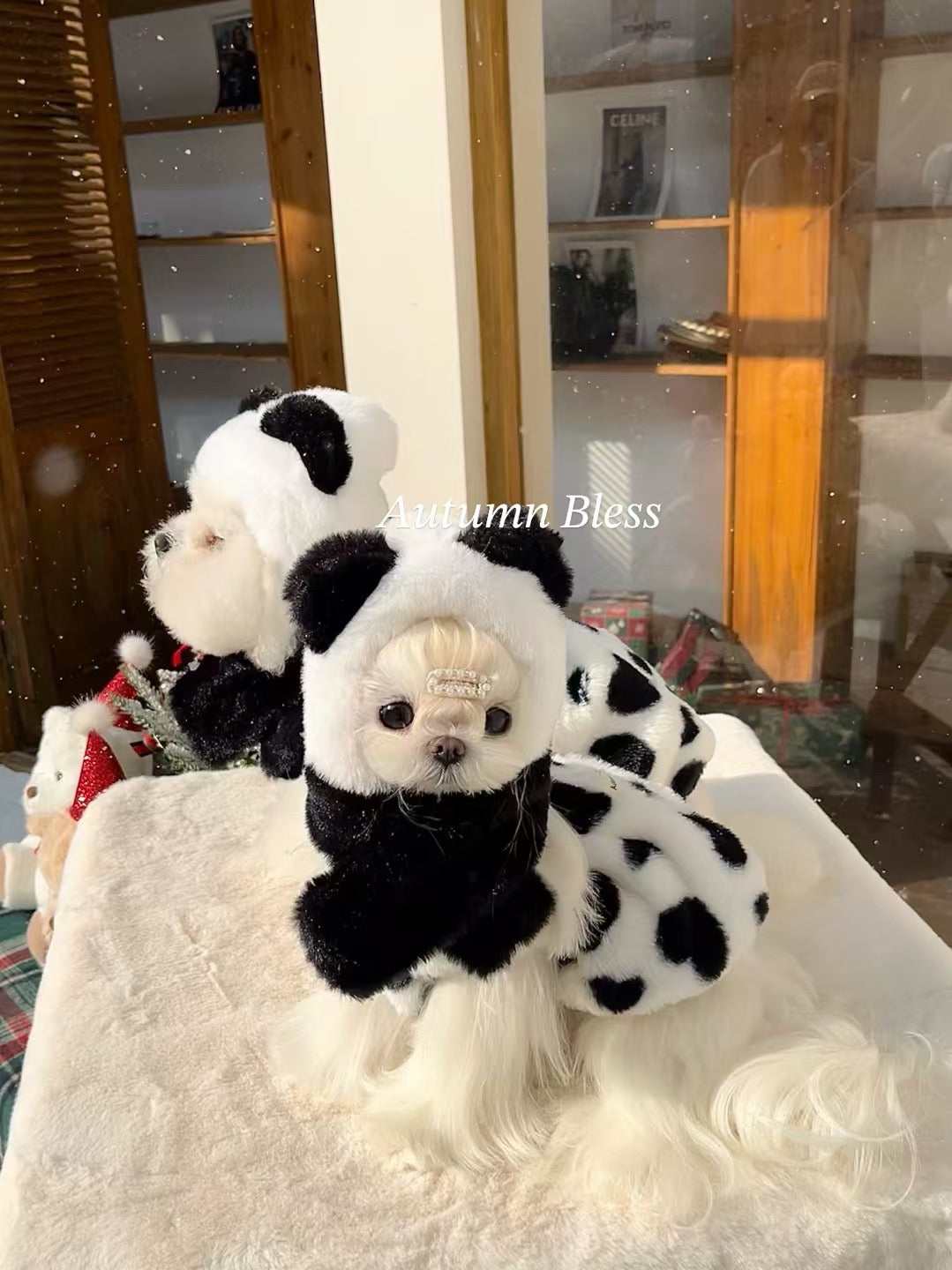 Autumn Bless Cozy Christmas Furry Print Dress Collection