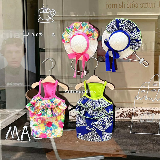 Autumn Bless Summer Resort Frill Camisole Dress with Ribbon 