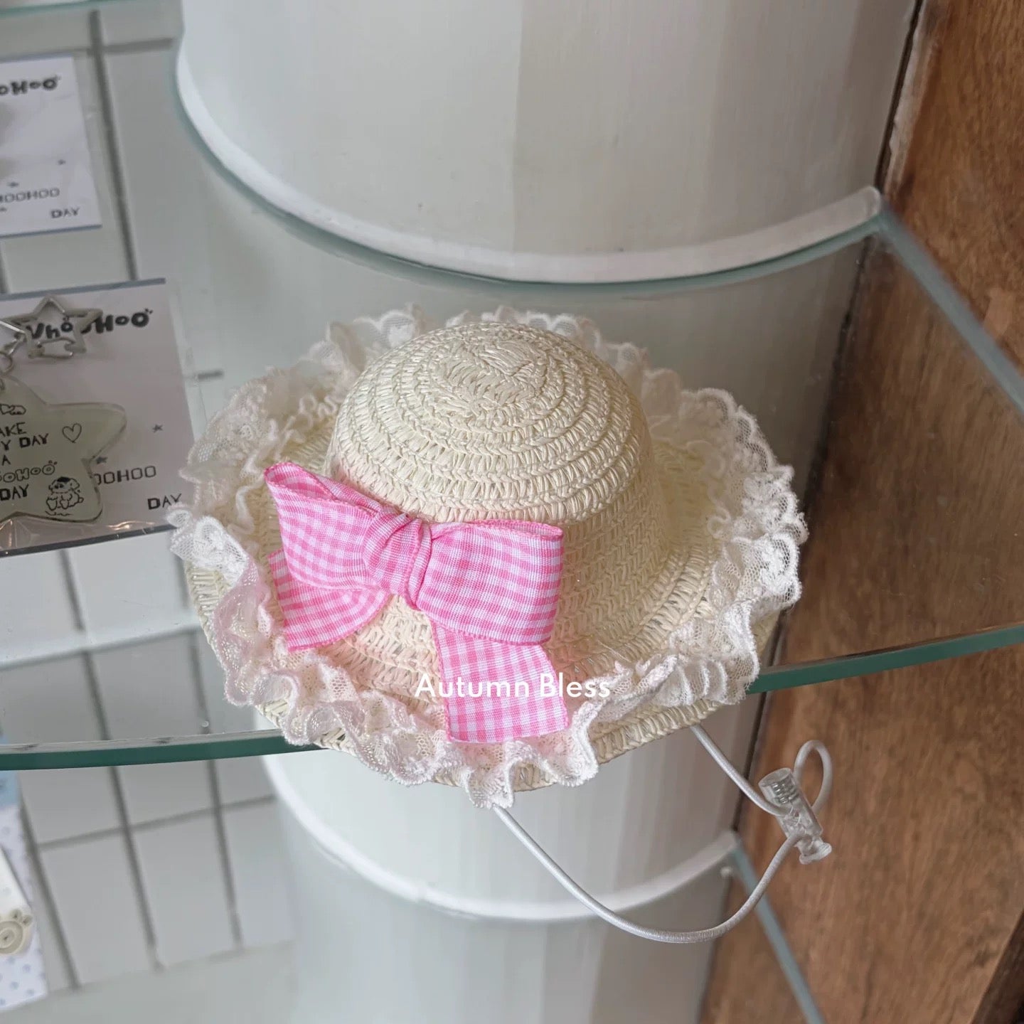 Autumn Bless Gingham Ribbon Lace Sun Hat