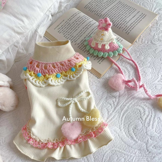 Autumn Bless Pastel Cake Frill Knit Dress 