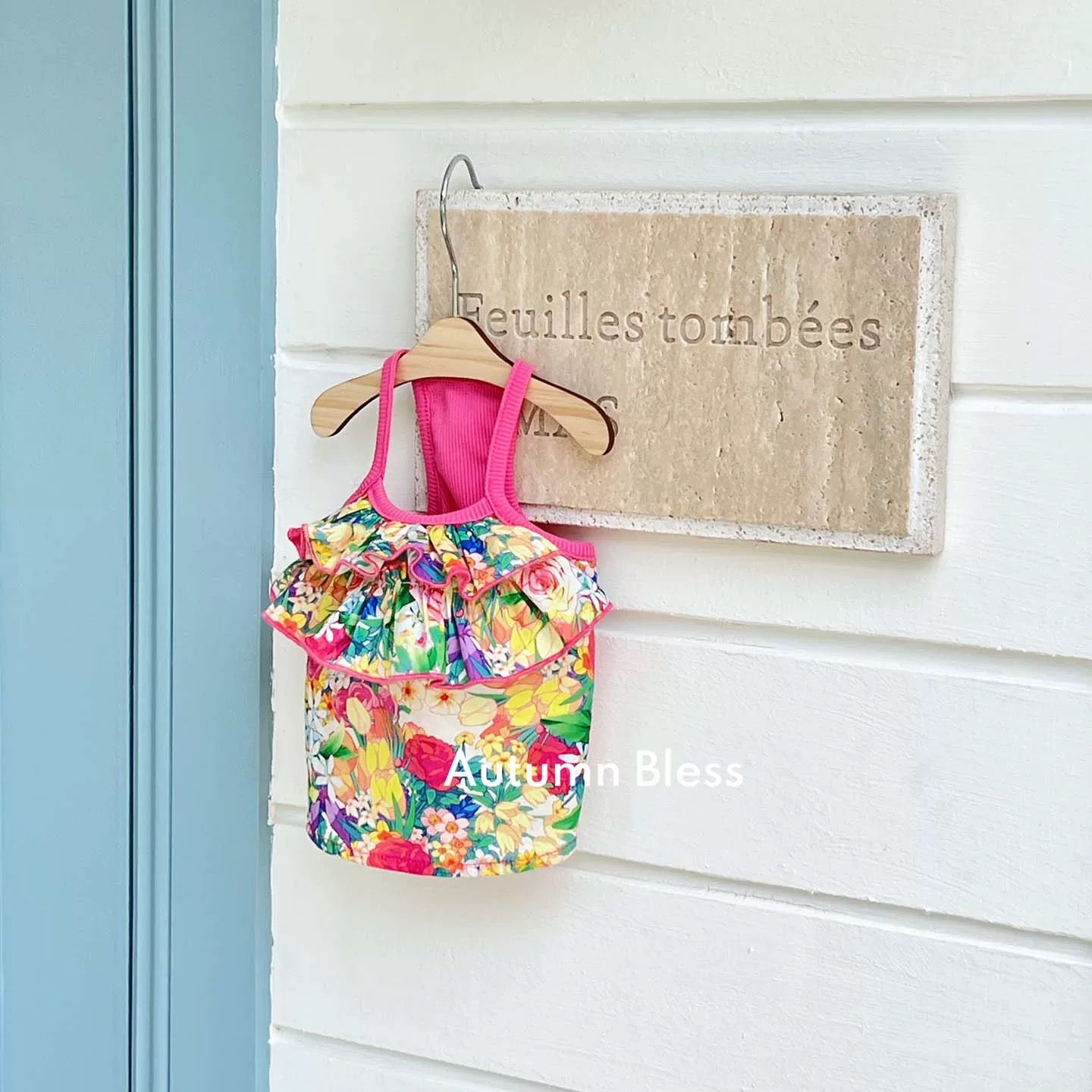 Autumn Bless Summer Resort Frill Camisole Dress with Ribbon 