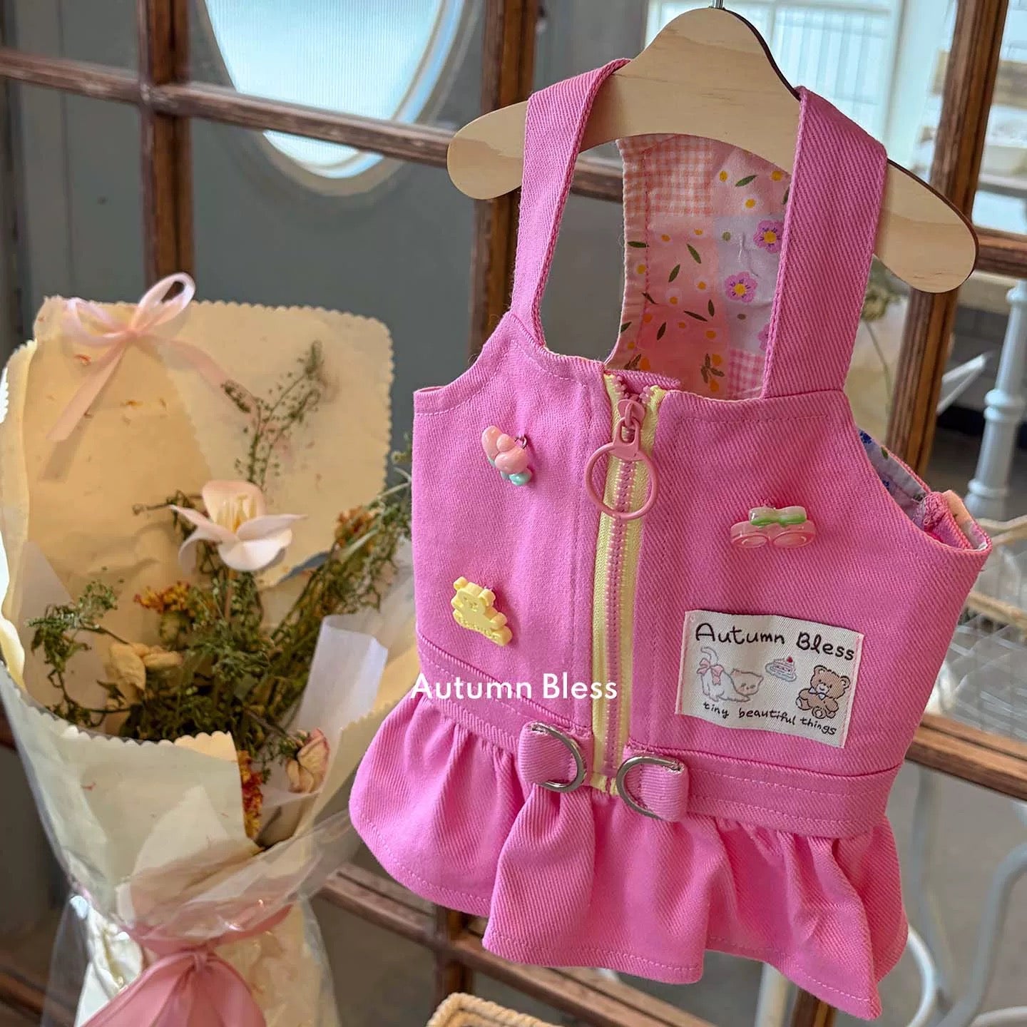 Autumn Bless Harness Dress | Back Zipper - Dog Wear for Small Dogs