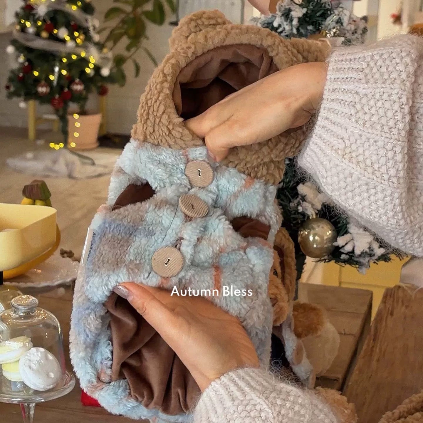 Autumn Bless Teddy Bear Sherpa Hoodie Coat