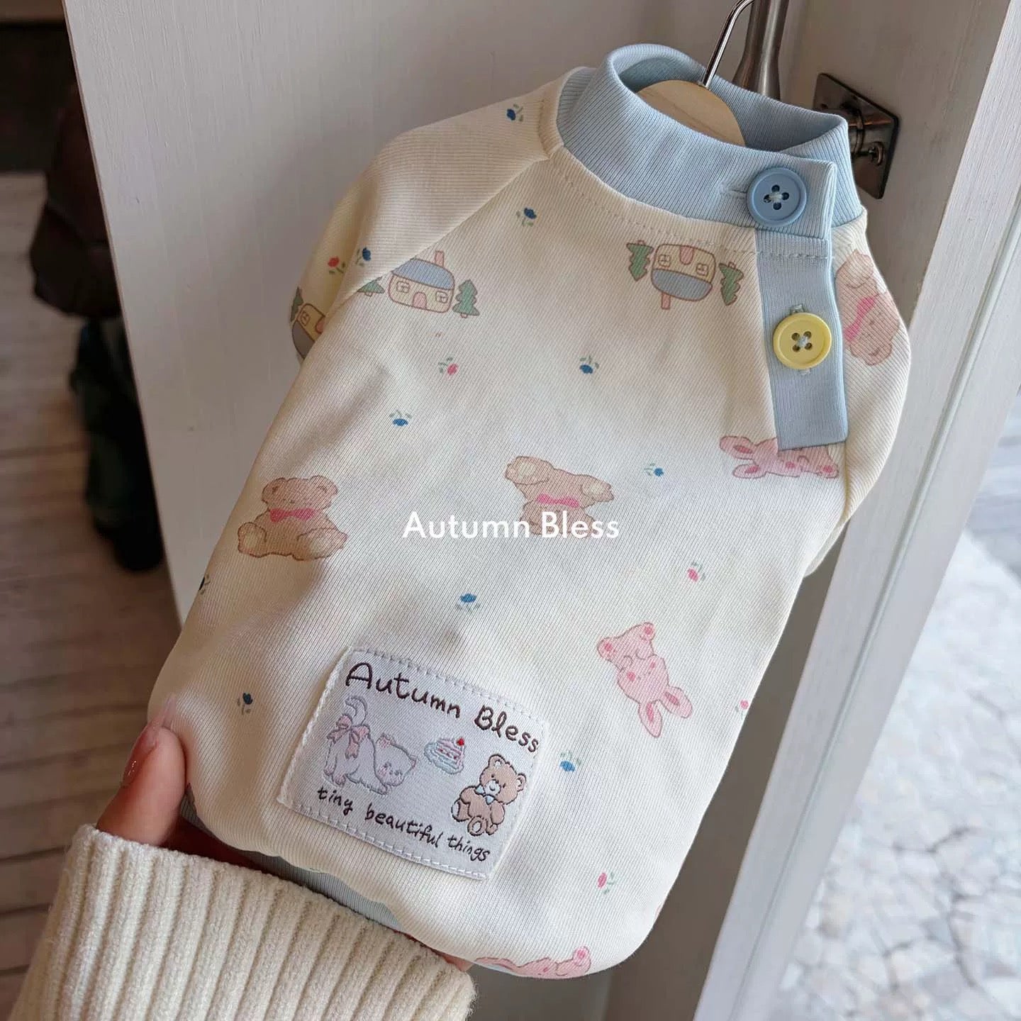 Autumn Bless Bear Print Soft Top