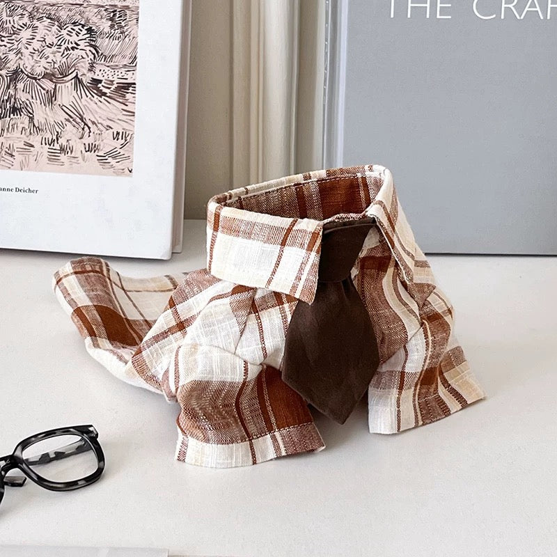 Autumn Bless Stylish cotton check shirt with tie | Cotton Check Shirt with Tie