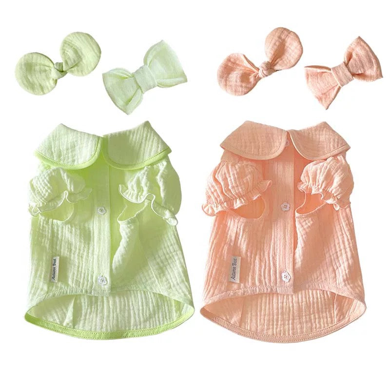 Autumn Bless Cotton Blouse with Puff Sleeves 