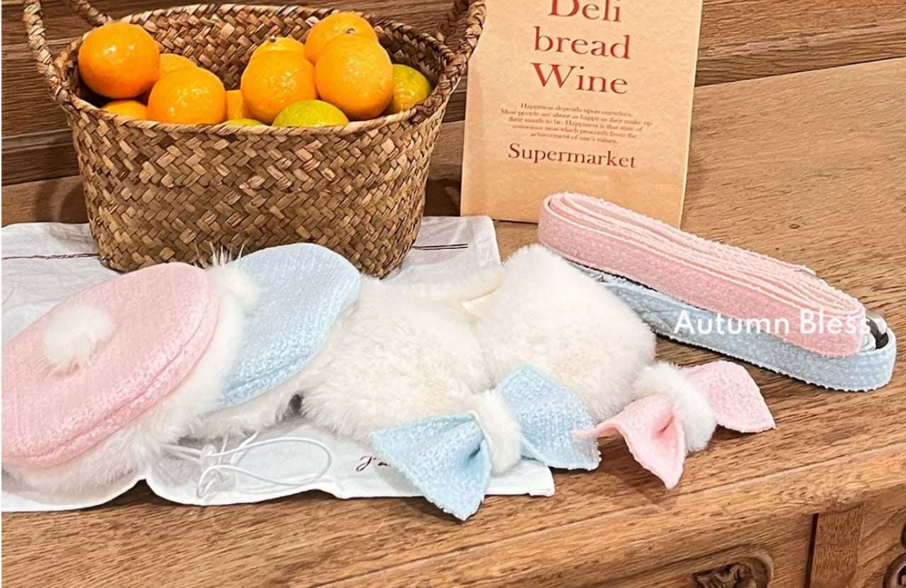 Autumn Bless Tweed Beret / Fur Cape