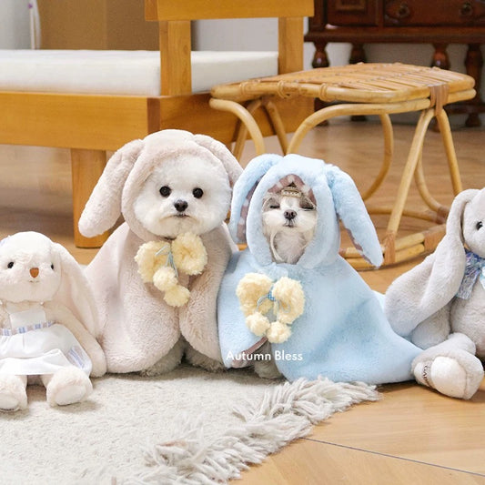 Autumn Bless Big Bunny Ears Portable Fleece Blanket Cape 