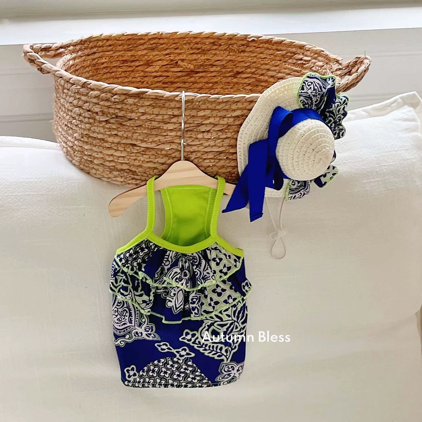 Autumn Bless Summer Resort Frill Camisole Dress with Ribbon 