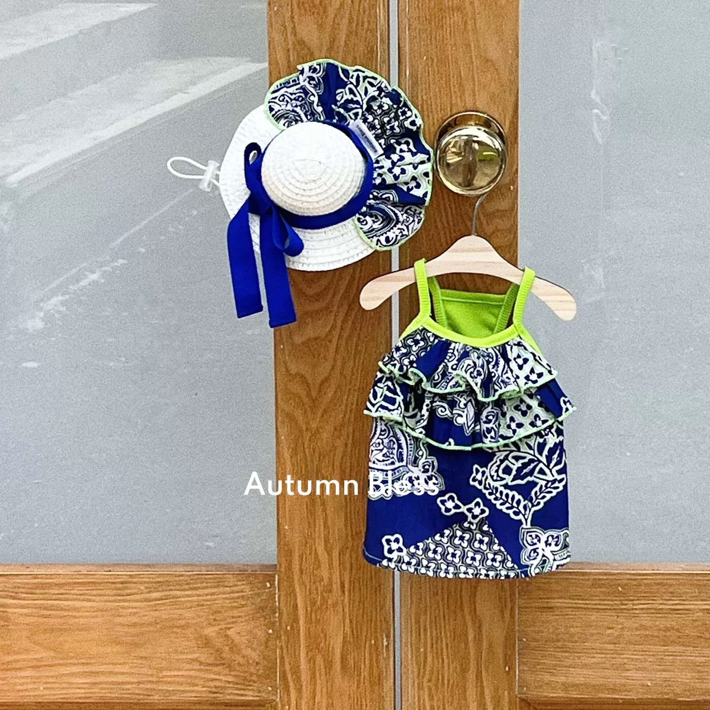 Autumn Bless Summer Resort Frill Camisole Dress with Ribbon 