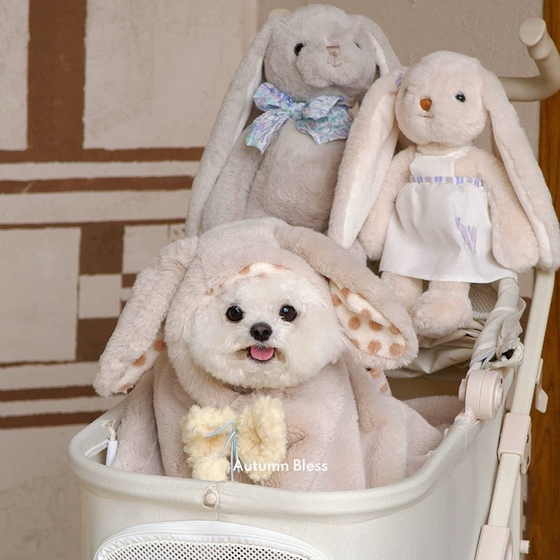 Autumn Bless Big Bunny Ears Portable Fleece Blanket Cape 