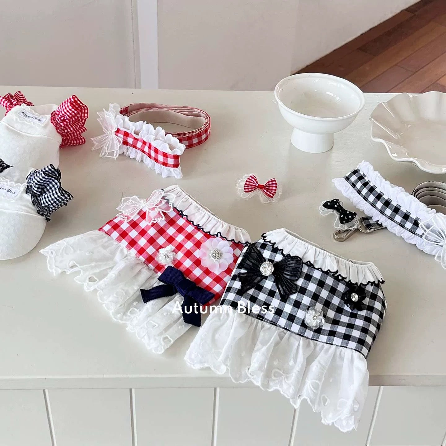 Autumn Bless Floral Checkered Lace Harness