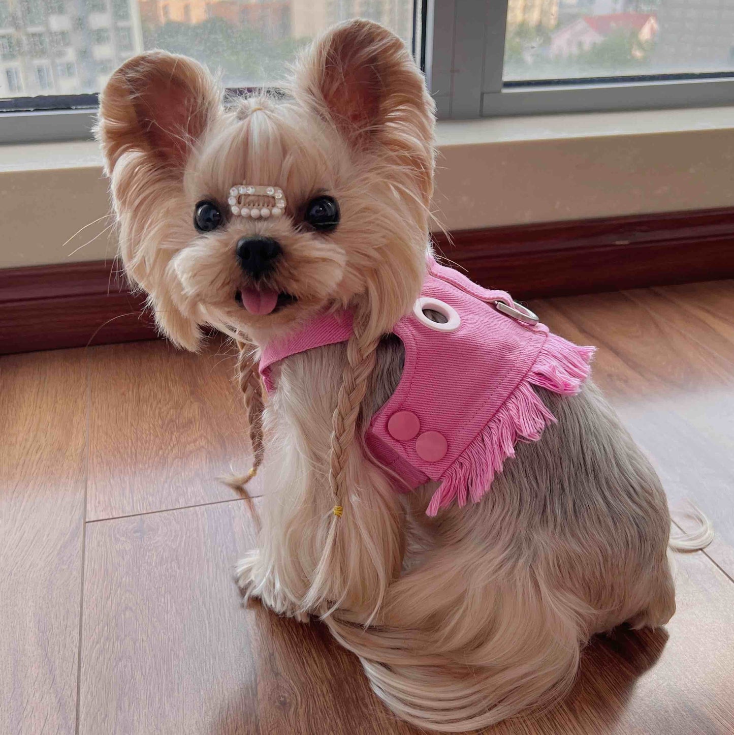 Autumn Bless Candy Color Denim Harness Vest 