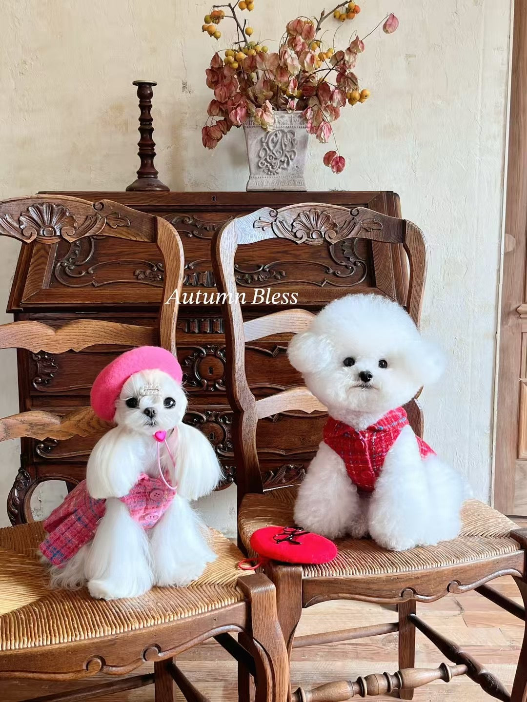 Autumn Bless Elegant Tweed Dress &amp; Beret Combo