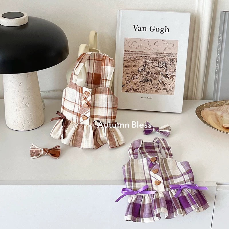 Autumn Bless Ribbon Present♪ Cotton Check Skirt | Cotton Check Skirt with Ribbon 