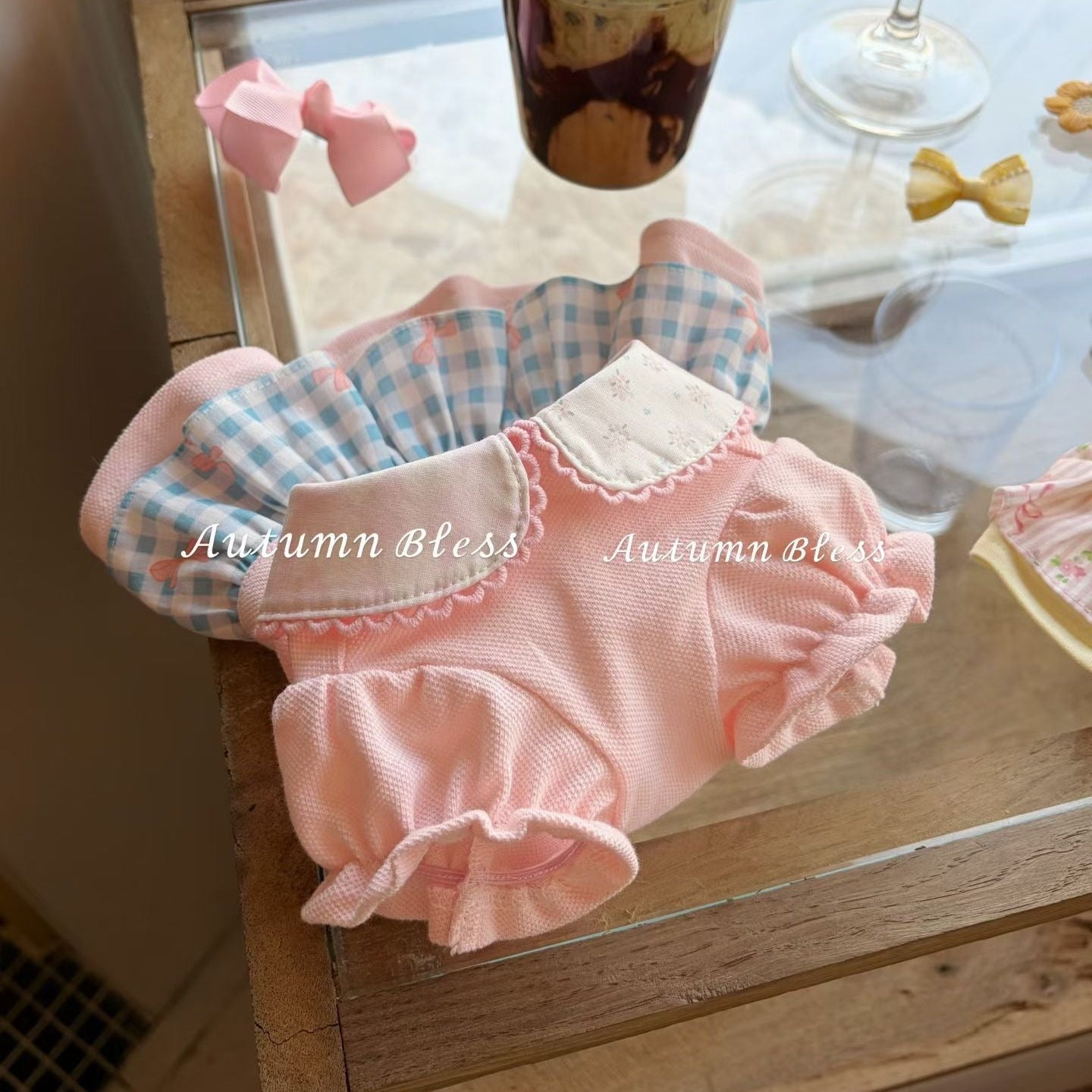Autumn Bless Valentine Frill Collar Gingham Dress