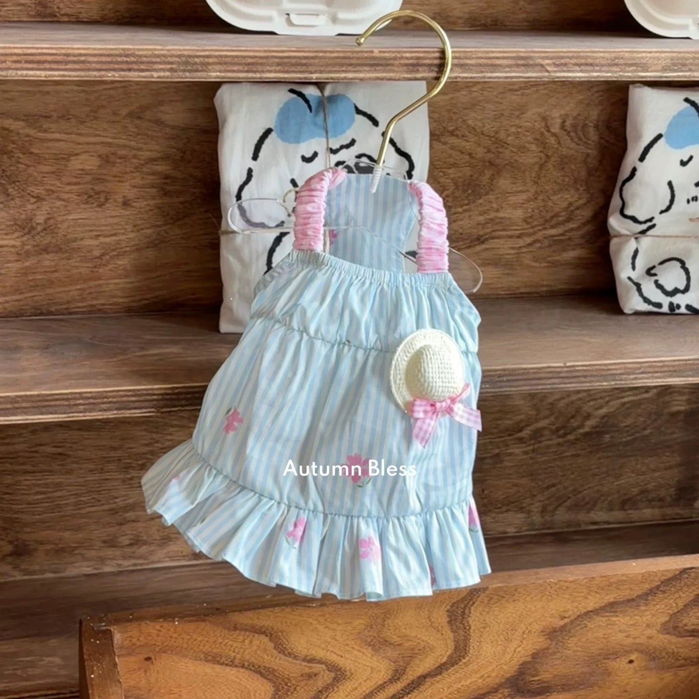Autumn Bless Gingham Ribbon Lace Sun Hat