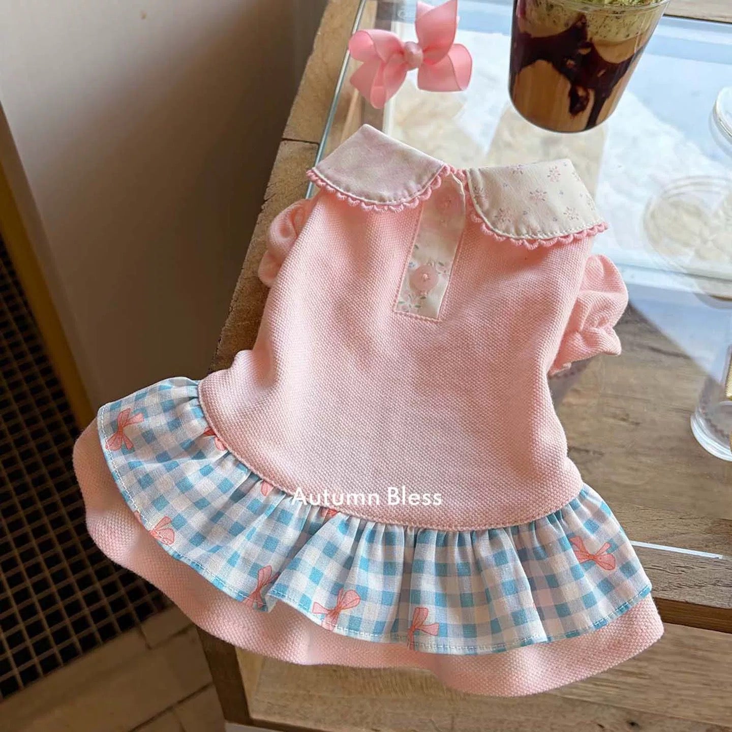 Autumn Bless Valentine Frill Collar Gingham Dress