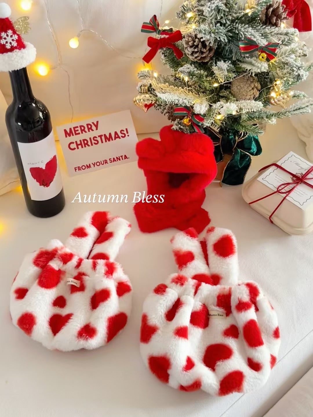 Autumn Bless Cozy Christmas Furry Print Dress Collection