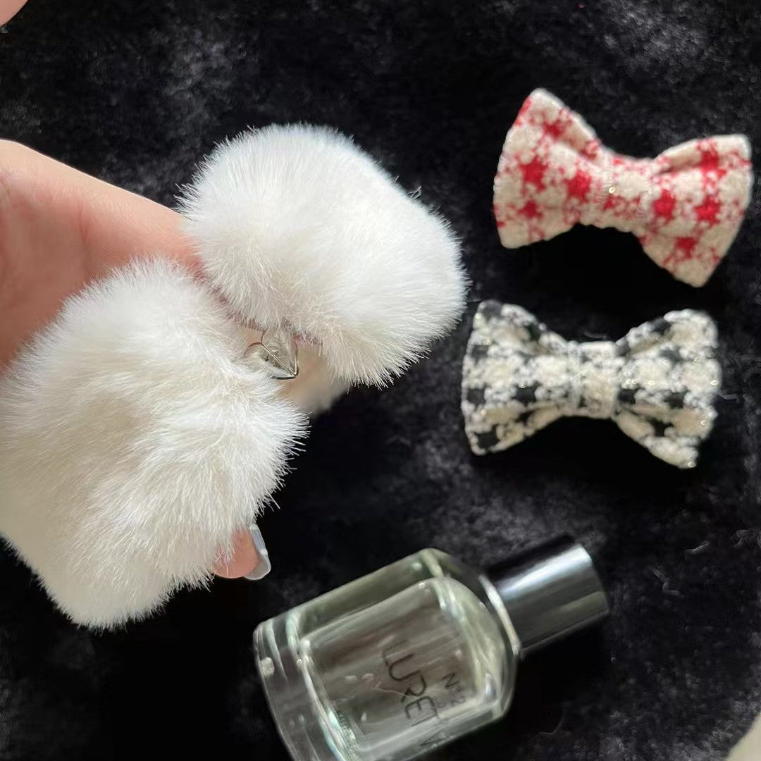 Autumn Bless Christmas Houndstooth Fur Harness Dress – D-Ring Design