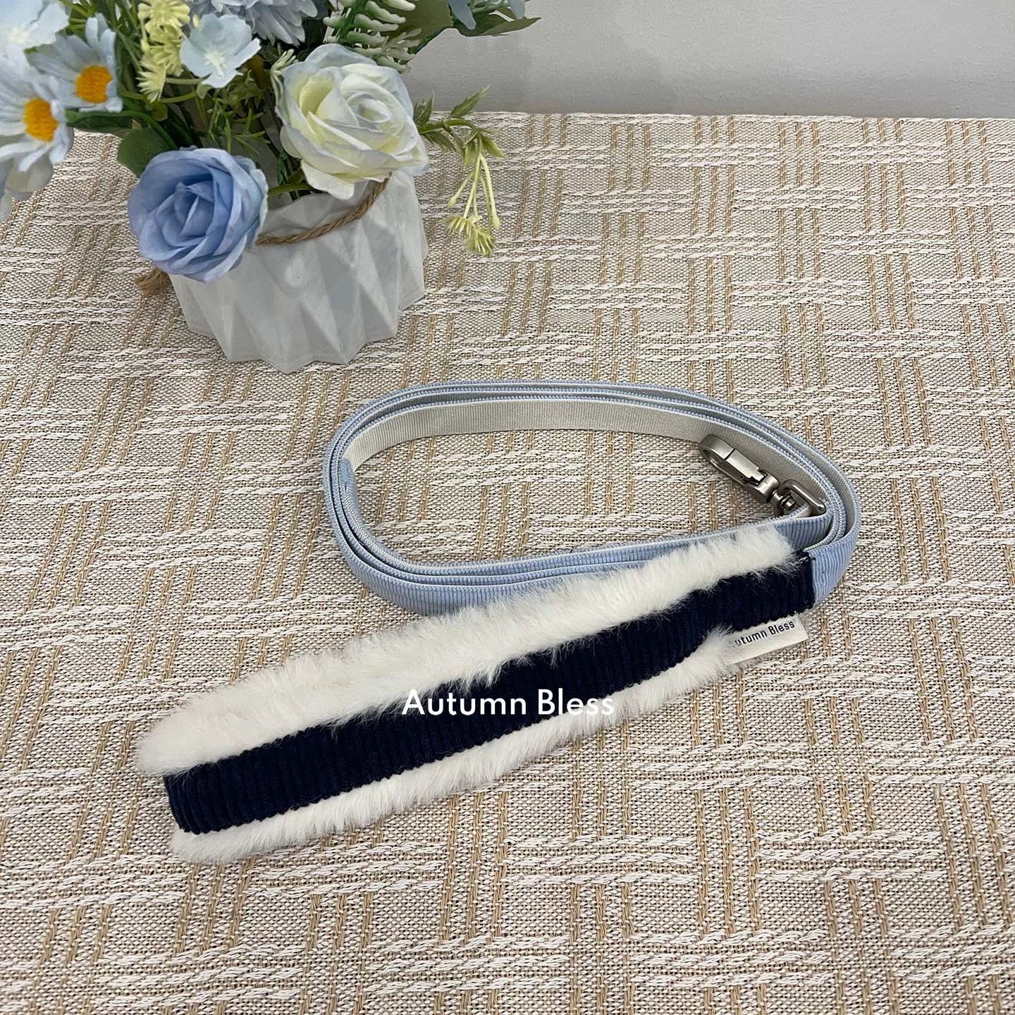 Autumn Bless Furry Cozy Winter Jacket – Teddy Print &amp; Quilted Blue