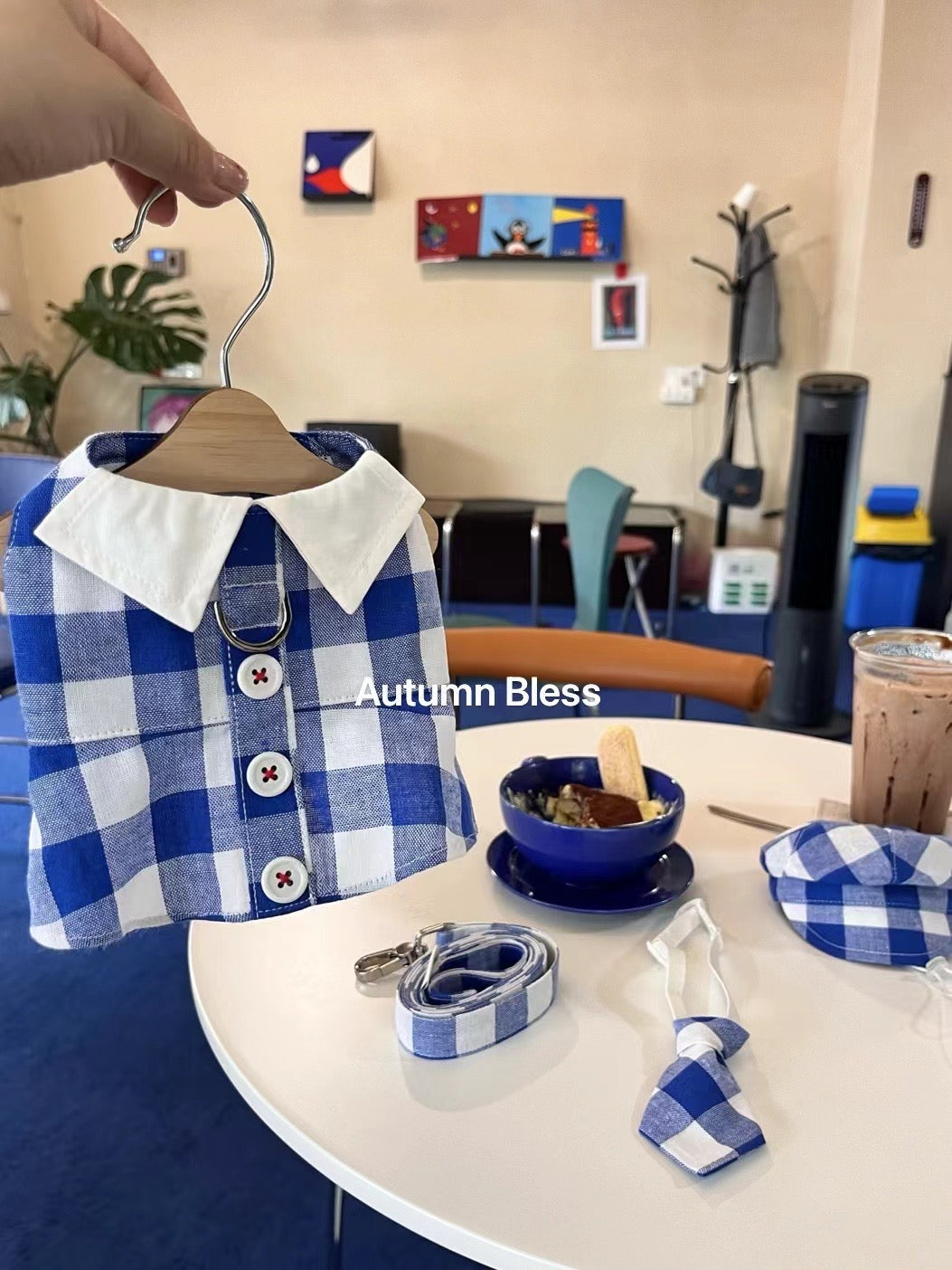 Autumn Bless Plaid Dress and Harness Set – Pink &amp; Blue Collection 