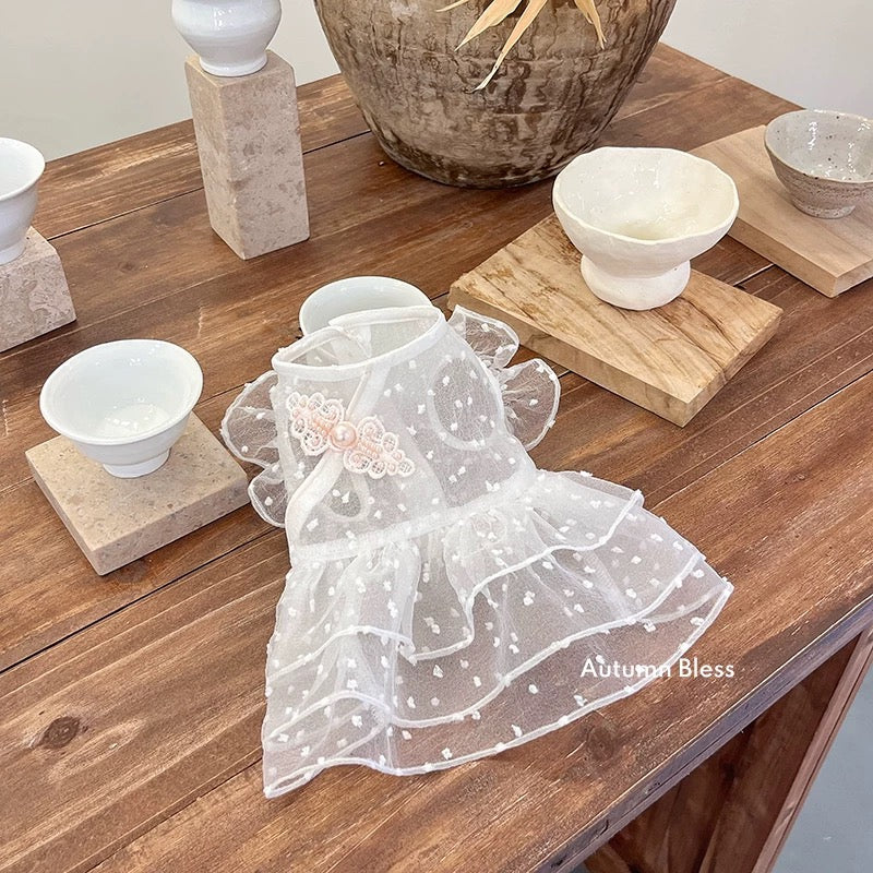 Autumn Bless Dotted Tulle Lace Dress 