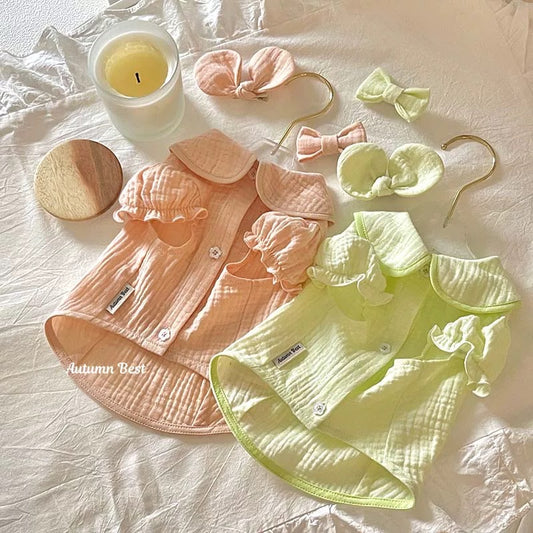 Autumn Bless Cotton Blouse with Puff Sleeves 