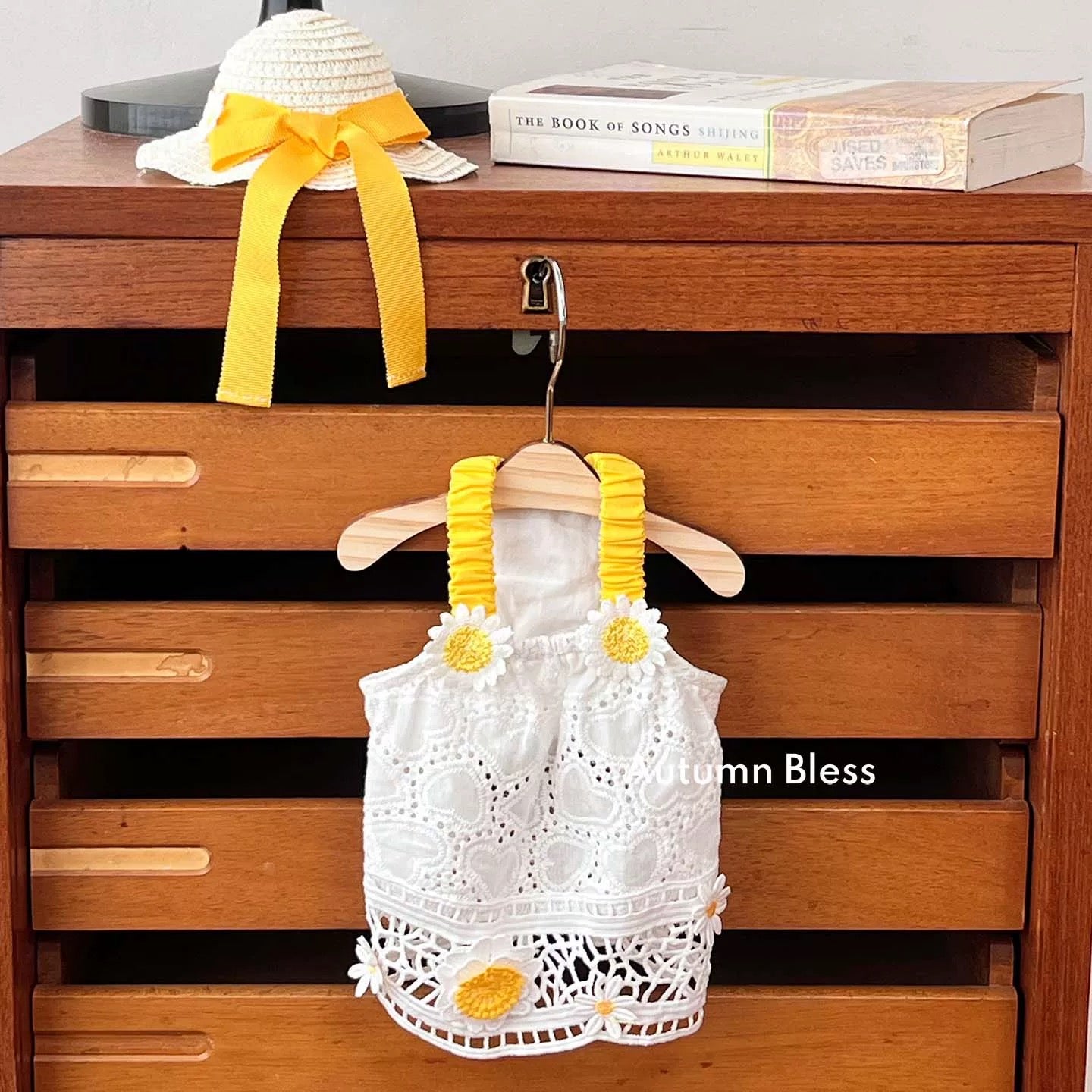 Autumn Bless Lemon Daisy &amp; Marine Picnic Dress