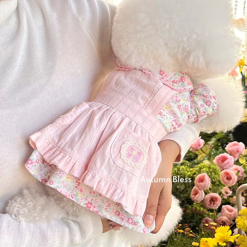 Autumn Bless Floral Apron Layered Dress | Floral Apron Layered Dress 